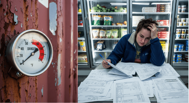 A refrigerated shipping container being checked for temperature compliance when importing frozen goods from China
