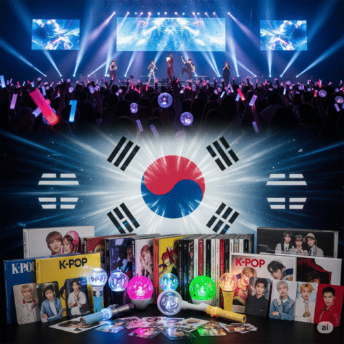 Fragile K-Pop albums and lightsticks packaged for shipping.