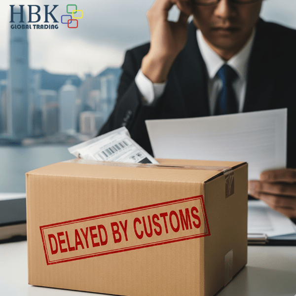A close-up of a person reviewing import customs documentation for shipments coming from Hong Kong.
