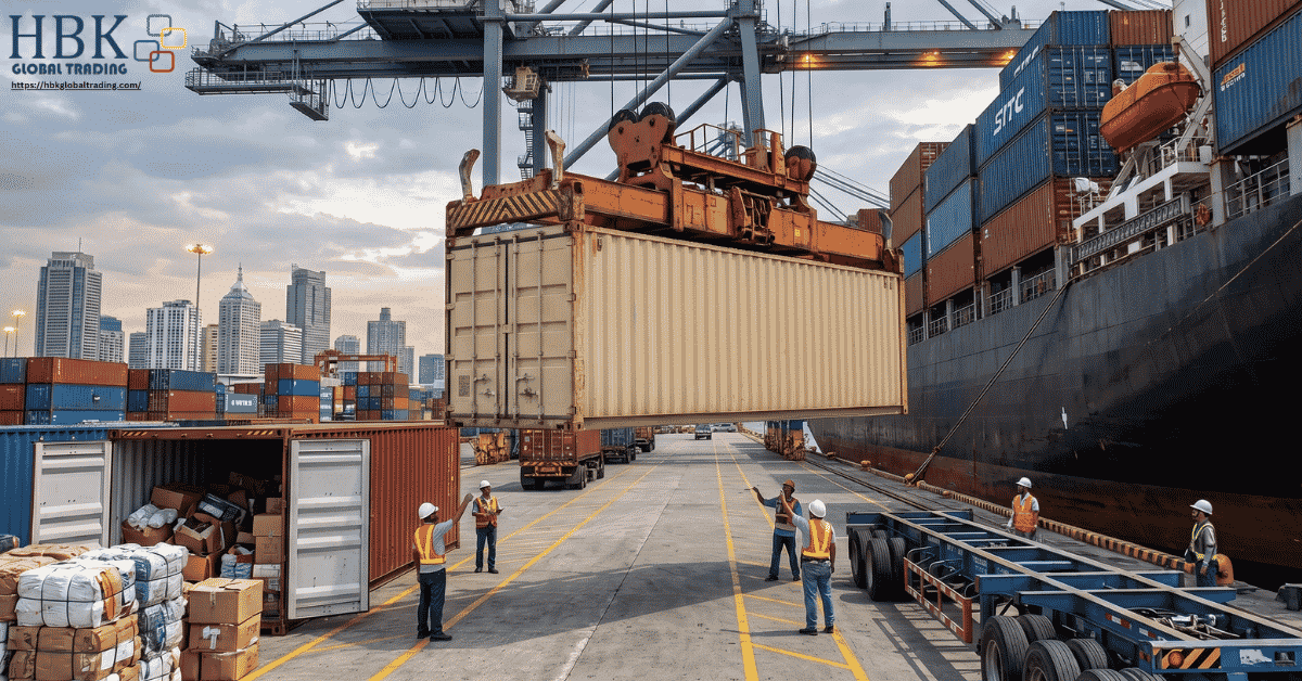 Japan surplus business container being unloaded at Manila port 2026