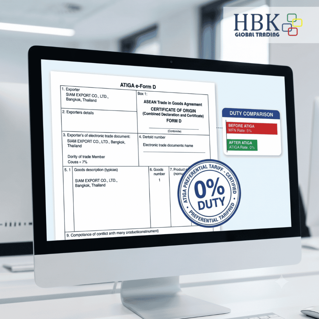 ATIGA e-Form D Certificate of Origin securing duty-free Thailand auto parts imports to the Philippines