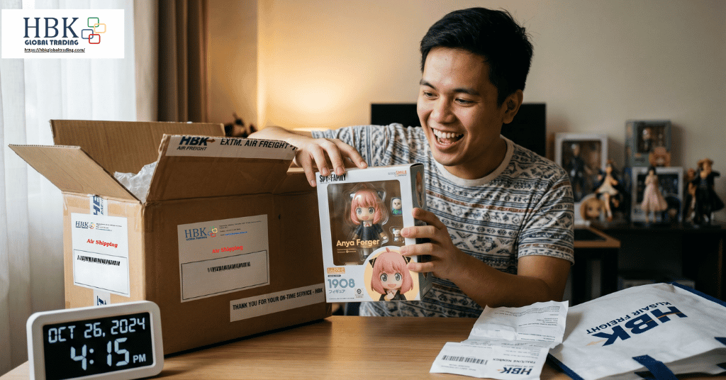 Filipino collector unboxing a mint Japan figure delivered on time by HBK air freight