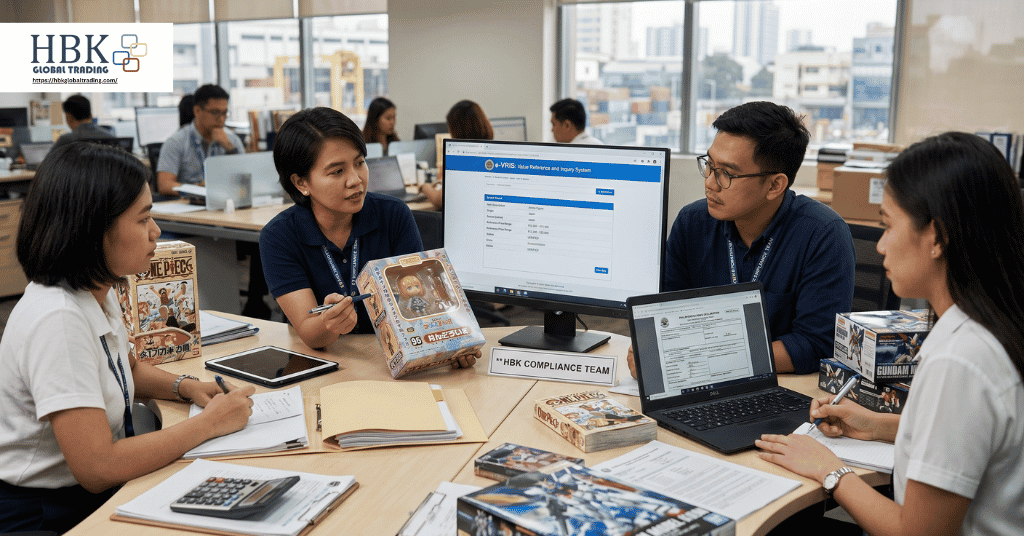 HBK compliance team matching a Japan collectible's declared value to e-VRIS before Philippine customs declaration