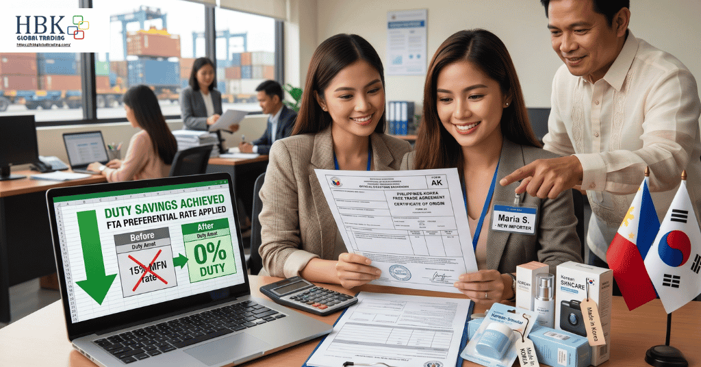 Philippines-Korea FTA Certificate of Origin duty savings for new importers