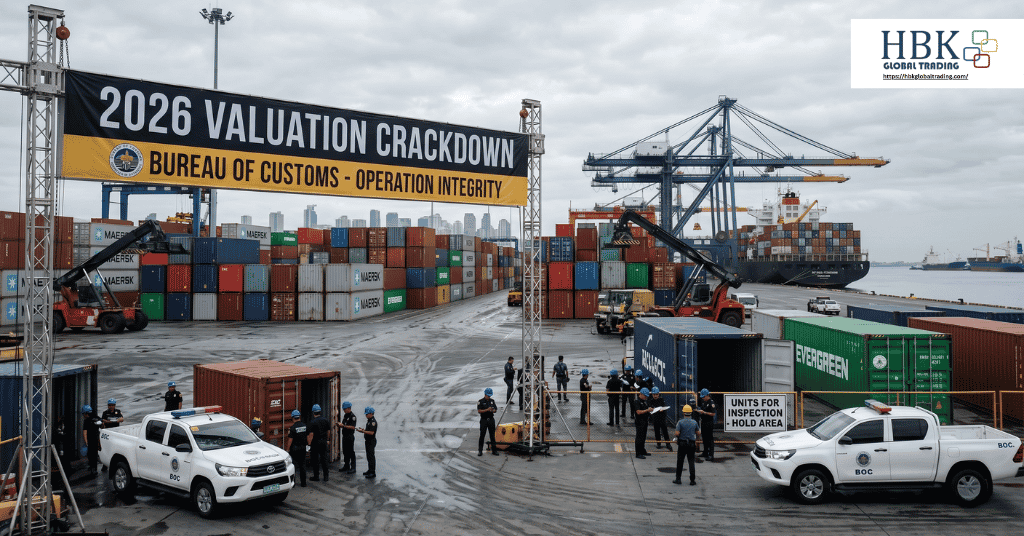 Busy Manila container port under the 2026 valuation crackdown by the Bureau of Customs